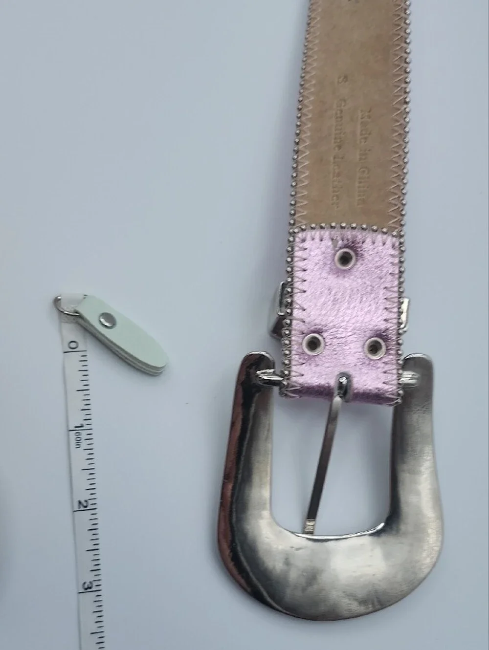 Nocoma Y2K Studded Metallic Pink Women’s Belt with Ornate Silver Buckle